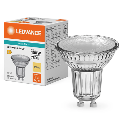 LED bulb GU10, 8W, 750Lm, 3000K, 36°