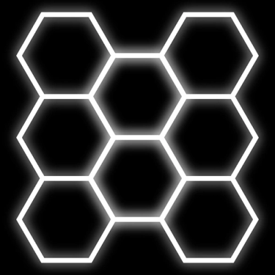 Hexagon luminaire set, 8 pc., with accessories, 280W, 6000K, IP20, 33600 Lm