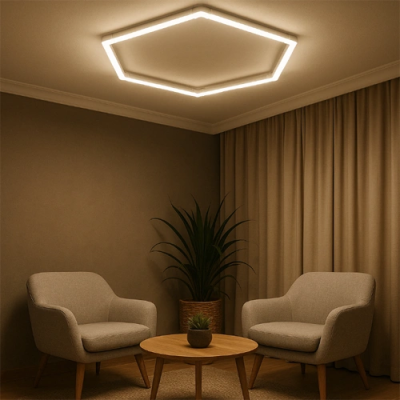 Hexagon luminaire set, 1 pc., with accessories, 42W, 6000K, IP20, 5040 Lm