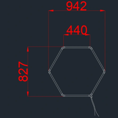 Hexagon luminaire set, 1 pc., with accessories, 42W, 6000K, IP20, 5040 Lm
