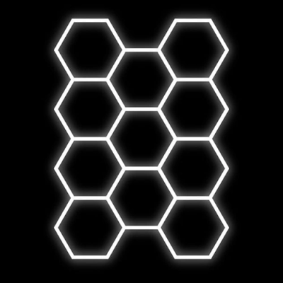 Hexagon luminaire set, 11 pc., with accessories, 385W, 6000K, IP20, 46200 Lm