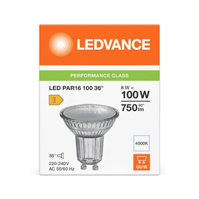 LED Bulb GU10, 8W, 4000K, 750Lm, 36°