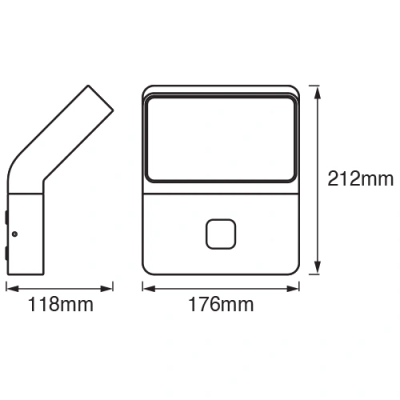 Outdoor LED facade light 12W, 3000K, 900Lm, IP44, ENDURA Style Wall Wide Sensor