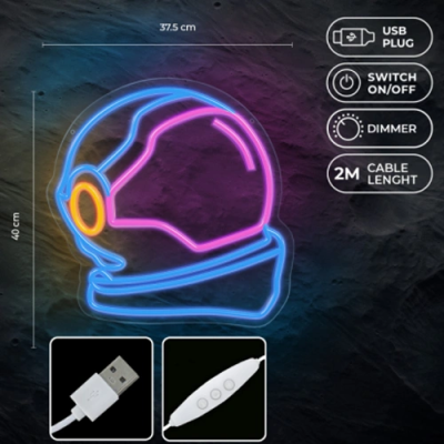 LED Neon light sign - astronaut, multicolor