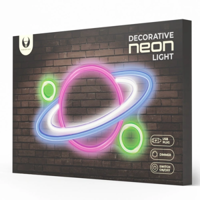 LED Neon light sign - planet, multicolor