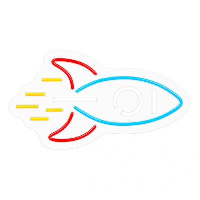 LED Neon light sign - rocket, multicolor