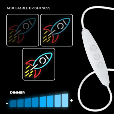 LED Neon light sign - rocket, multicolor