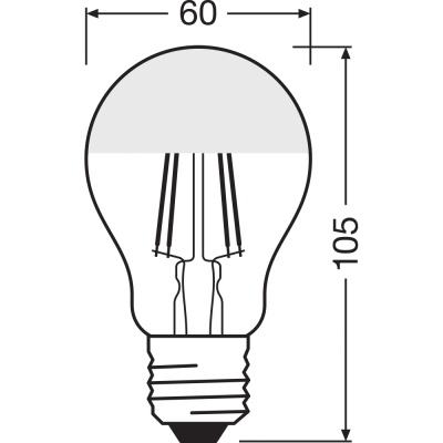 Filament LED bulb E27, A50, 6.5W, 2700K, 650Lm, 300°