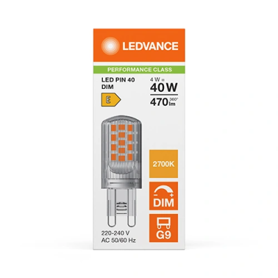 Dimmable LED bulb G9, 4W, 2700K, 470Lm, 300°