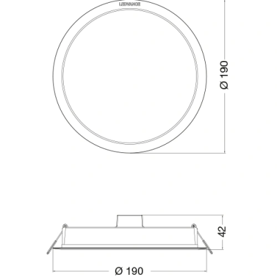 LED Recessed luminaire 18W, 3000K, 1980Lm, IP44