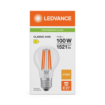 LED Filament bulb E27, A100, 11W, 1521Lm, 2700K, 300°