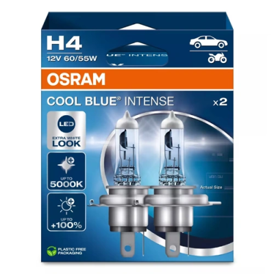 Halogen bulbs H4, 13.2V, 60 / 55W, до 5000K, COOL BLUE INTENSE series