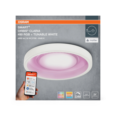 Smart LED light 32W, RGB+TW, 4200Lm, IP20, SMART+ Wifi Orbis Claria