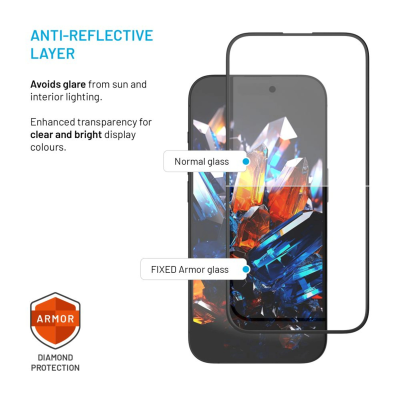 Fixed Защитное стекло  |  Apple  |  iPhone 17 Pro  |  Закаленное стекло  |  Черный  |  Броня с антипылинным аппликатором и AR слоем