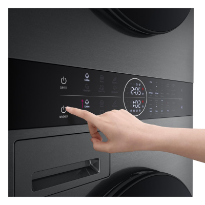 LG Washing machine with dryer  |  WT1210BBF  |  Energy efficiency class A / C  |  Front loading  |  Washing capacity 12 kg  |  1400 RPM  |  Depth 66 cm  |  Width 60 cm  |  Display  |  LED  |  Drying system  |  Drying capacity 10 kg  |  Steam function  |  