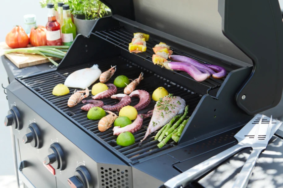 Barbecook Gas Barbecue Luca 412 with Cabinet and Sideburner, 145.4 x 60.3 x 112.3 cm  |  BC-GAS-3100