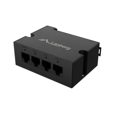 Lanberg Switch PoE Extender 1xIn 3xOut Gigabit Ethernet Din Rail BT 90W metal clips  |  DIN-GE4-BT-90W
