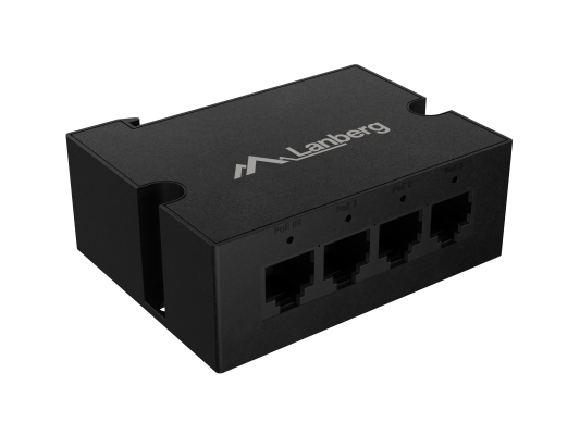 Lanberg Switch PoE Extender 1xIn 3xOut Gigabit Ethernet Din Rail BT 90W metal clips  |  DIN-GE4-BT-90W