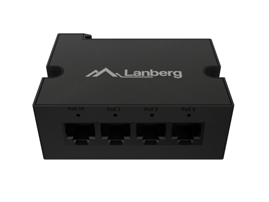Lanberg Switch PoE Extender 1xIn 3xOut Gigabit Ethernet Din Rail BT 90W metal clips  |  DIN-GE4-BT-90W