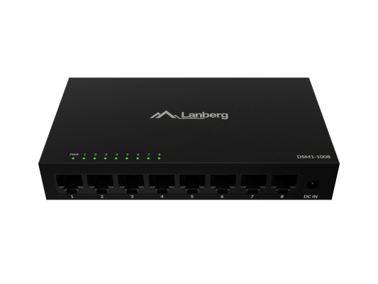 Lanberg Switch 8x1GB / s Unmanagment Gigabit Ethernet Desktop 12V metal case  |  DSM1-1008