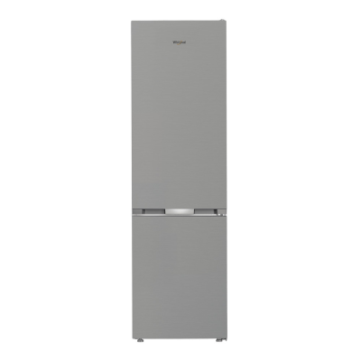 Whirlpool Refrigerator  |  WHK 25404 XP4E  |  Energy efficiency class E  |  Free standing  |  Combi  |  Height 203.5 cm  |  No Frost system  |  Fridge net capacity 249 L  |  Freezer net capacity 106 L  |  37 dB  |  Silver