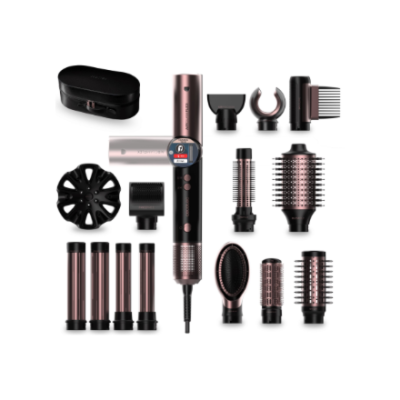 Cecotec stila suku  |  AirGlam 14in1 Flex Black  |  Jonu kondicionēšana  |  Caurules diametrs 32 mm / 35 mm  |  1400 W  |  Melna