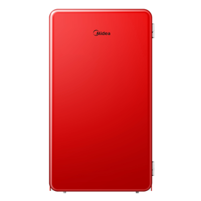 Midea Refrigerator  |  MDRD142SLE32  |  Energy efficiency class E  |  Free standing  |  Larder  |  Height 83.5 cm  |  Fridge net capacity 93 L  |  41 dB  |  Red
