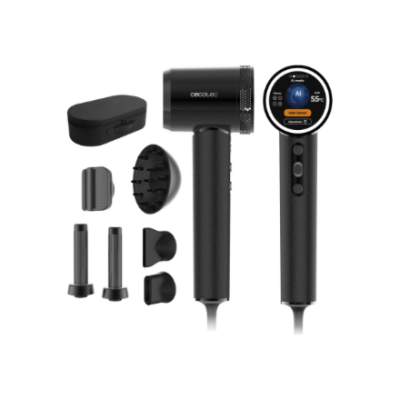 Cecotec Hair Dryer  |  DryGlam Waves i-Sensor Pro  |  1600 W  |  Number of temperature settings 4  |  Ionic function  |  Black  |  Diffuser nozzle