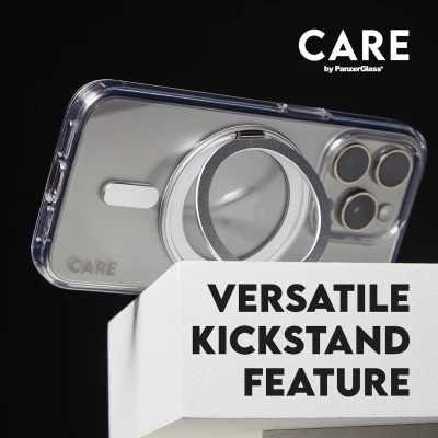 CARE Feature case with Silver Kickstand MagSafe iPhone 16, Caurspīdīgs