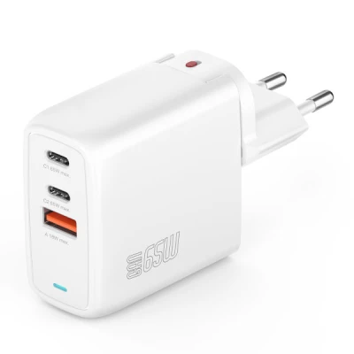 Зарядное устройство GaN Flex 65W 2 USB-C+1 USB-A белое