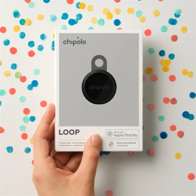 Chipolo LOOP – Rechargeable Bluetooth Tracker with Silicone Loop for iOS & Android, Charcoal