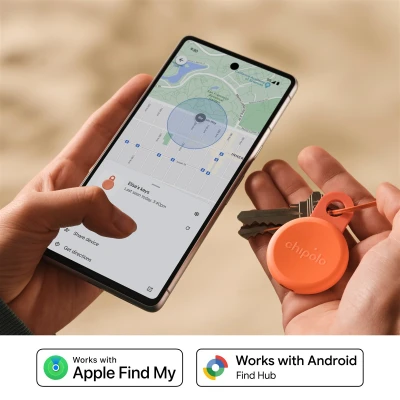 Chipolo LOOP – Rechargeable Bluetooth Tracker with Silicone Loop for iOS & Android, Coral