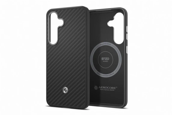 FPS931PGABW Enzo aramīda vāciņš Samsung Galaxy S25, Melns sudrabs