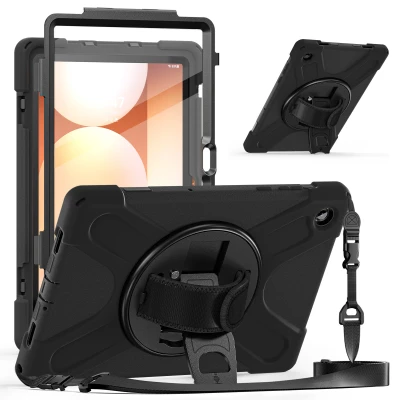 JM Rugged Case Grip for Samsung Galaxy Tab A11+ | Carry Strap | Black