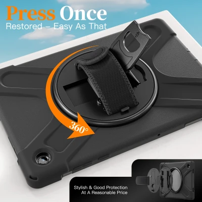 JM Rugged Case Grip for Samsung Galaxy Tab A11+ | Carry Strap | Black