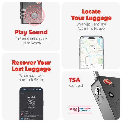 KEYSMART SmartLock; Одобрен TSA Найдите мой замок, Черный