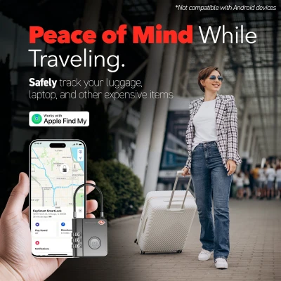 KEYSMART SmartLock; Одобрен TSA Найдите мой замок, Черный