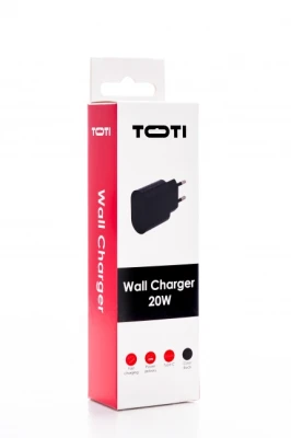 SEEK TOTI 20W Type-C PD Pārnēsājams sienas ātrās lādētājs, Melns