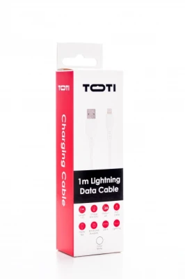 SEEK TOTI USB A uz Lightning, 1m PVC datu kabelis 2A (ne-MFI), balts