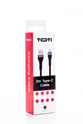 SEEK TOTI USB A uz Type-C, 2m pinuma kabelis 3A, melns