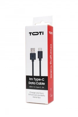 Кабель SEEK TOTI USB-A на Type-C, 1м PVC, 3A, черный