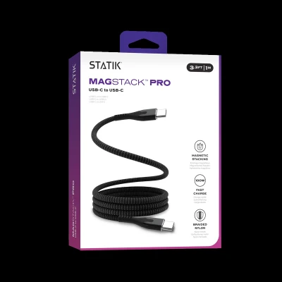 STATIK MagStack Pro, Магнитный Кабель, USB-C на USB-C, 2м, Черный
