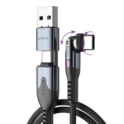 STATIK PowerPivot Pro Нейлоновый Оплетка Кабель, USB-C на USB-C, 1м, Черный