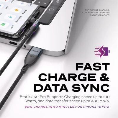 STATIK Statik 360 Pro Cable 2.0 USB-C Only; 1m, Black