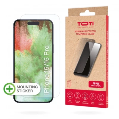 TEMPERED glass 2D screen protector full cover for iPhone 15 / 15 Pro Transparent
