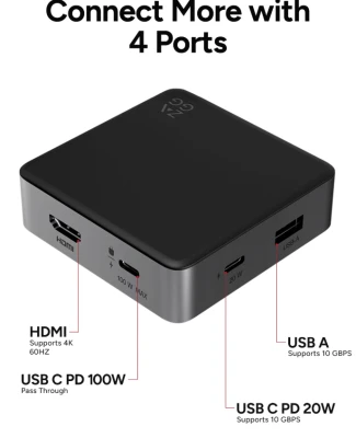 ZAGG 4 Port Hub Melns / Pelēks