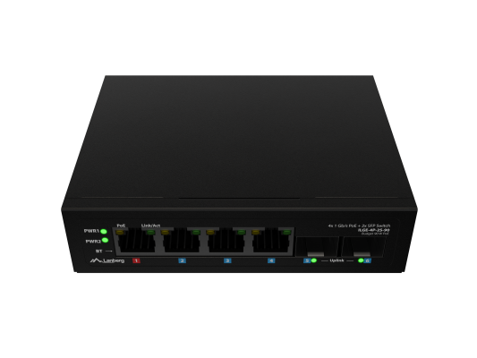 Lanberg Switch Light IndustrialPoE 1xBT 3xAT 2xSFP Din Unmanagment Gigabit Ethernet  |  ILGE-4P-2S-90  |  Unmanaged