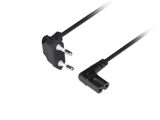 Lanberg CEE 7 / 16->IEC 320 C7 Euro (radio) power cord 3m angled VDE, black  |  Lanberg
