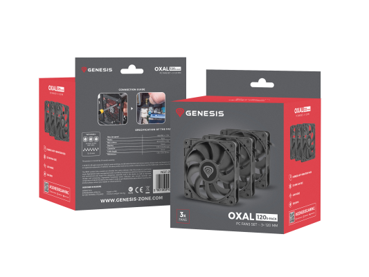 Genesis Oxal 120  |  Case Fans  |  120 mm  |  3-Pack  |  Black