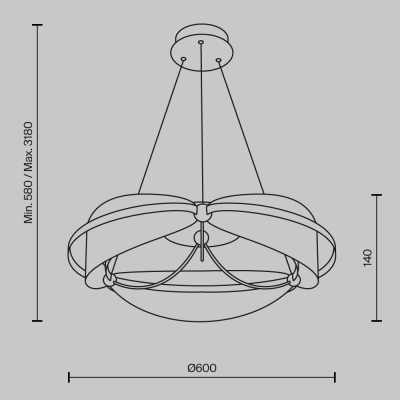 LED Pendant light BREEZE, 45W, 3000K, 2700Lm, IP20